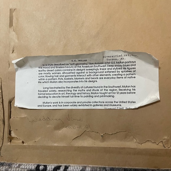 Wedding Vase G E Mullan vintage Navajo southwestern pastel framed art print - Picture 7 of 8